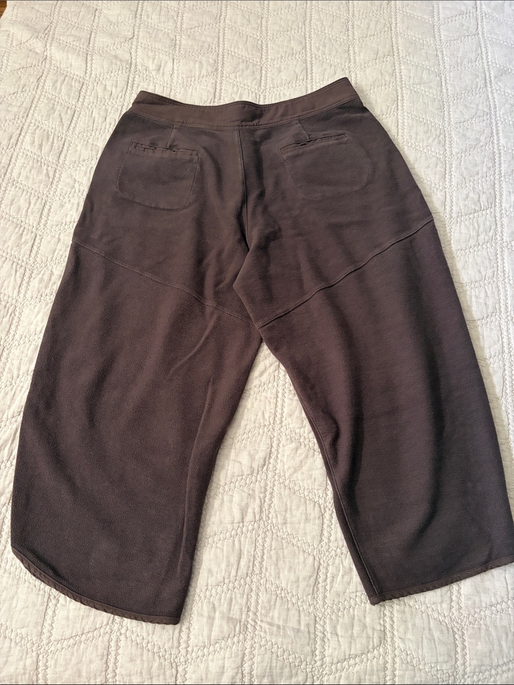 BiBi Brown Barrel Cargo Pants with Flap Pockets - Washed Terry Fabric- sz Large - Picture 6 of 14
